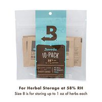 Boveda for Herbal Storage | 58% RH Humidity Control Pack | Size Medium for Use with Up to 1 Ounce (30 Grams) | 10-Count Resealable Bag