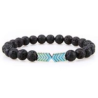 Bivei Essential Oil Diffuser Bracelet, Lava Rock Stone Bead Hametite Therapy Arrow Bracelet-Green