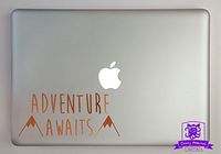 Overly Attached Decals Adventure Awaits Mountains Vinyl Decal Sized to Fit A 11" Laptop - Copper Metallic