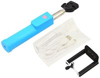 Apexel Adjustable Self-portrait 50M Wireless Bluetooth Remote Shutter Monopod Selfie Stick with Phone Clip for iPhone Samsung Blue