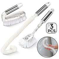 Kitchen Dish Sink Cleaning Brush Set Marble Pattern with Stainless Steel Handle Scrub Brush Long Handle Brush Bottle Brush Set for Cleaning