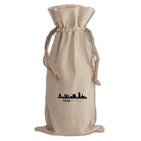 Tulsa Shadow Cotton Canvas Wine Bag, Cotton Drawstring Wine Pouch Natural
