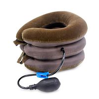 Cervical Neck Traction Device, Velvet Neck Tractor, Inflatable Handheld Remote Control Suitable for Home Traction Spine Alignment, Brown