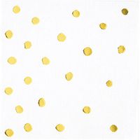 White and Gold Foil Dot Beverage Napkins, 48 ct