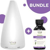 Viva Naturals Aromatherapy Essential Oil Diffuser and Organic Lavender Essential Oil Bundle