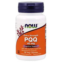 NOW Foods PQQ 40 mg with 200 mg Alpha Lipoic Acid, Extra Strength, 50 Veg Capsules (2 Pack)