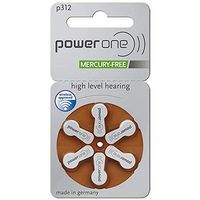 Power One Size 312 Zinc Air Hearing Aid Batteries (6 pack)