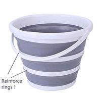 Round Folding Water Bucket Silicone Outdoor Washing Collapsible Bucket Camping Fishing Car Wash Bucket Travel Barrel Kitchen Bathroom Camp Barrels Foldable Bucket (10L Reinforced Type)