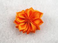 30pcs Double Satin Flowers Appliques Craft Wedding Party Sewing Decoration Upick (Orange)