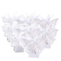 BESTOYARD Candy Favor Boxes Butterfly Gift Candy Boxes Bag with Ribbons for Wedding Birthday Bridal Shower Party Baby Shower Decoration 20pcs