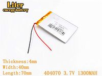 3.7V 1300mAh 404070 Lithium Polymer Ion Rechargeable Battery Lithium Polymer Li-Po Battery for MP4 GPS MP3 Bluetooth Stereo DIY Gift