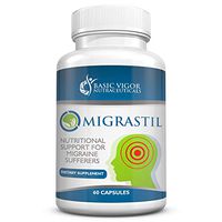 Natural Migraine Supplement- with Feverfew, Magnesium, Taurine & Vitamin B1-60 Vegetarian Capsules from Migrastil.