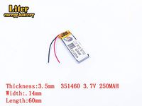 3.7V 250mAh 351460 Lithium Polymer Ion Rechargeable Battery Lithium Polymer Li-Po Battery for MP4 GPS MP3 Bluetooth Stereo DIY Gift