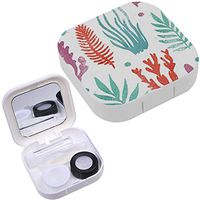 Portable Contact Lens Case Box Travel Kit Mirror + Bottle + Tweezers Container Holder [ Marine Plants Seaweed ]