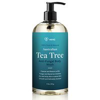 Therapeutic Tea Tree Oil Anti-Fungal Body Wash - Treats Athletes Foot Ringworm Toenail Fungus Jock Itch Acne Eczema & Body Odor - Promotes Healthy Skin & Nails - 100% Natural Skin Care Therapy - Venu