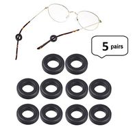 AM Landen 5 Pairs Black Silicone Eyeglasses Temple Tips Sleeve Round Comfort Glasses Retainers for Spectacle Sunglasses Reading Glasses