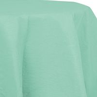 Club Pack of 12 Fresh Mint Green Premium Heavy-Duty Plastic-Lined Octy Round Tablecloth 82"