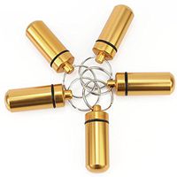 Refaxi® 5 Pcs Waterproof Aluminum Pill Case Box Bottle Drug Holder Container Keychain Keyring (Gold)