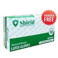 Shield Textured Powder Free Latex Gloves 1,000 Gloves (10 Boxes X 100 Pcs) (Medium)