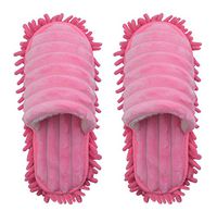 Microfiber Slippers Floor Cleaning Mop Men and Women House Dusting Slippers Floor Dust Dirt Cleaning Slipper (Pink, Women 7-10/Men5-8)