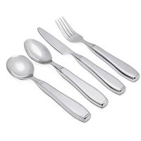 Adaptive Utensils (4-Piece Premium Stainless Steel) Wide, 7oz. Each Heavy Weighted, Non-Slip Handles for Hand Tremors, Arthritis, Parkinson’s or Elderly Use, Stainless Steel Knife, Fork, Spoons