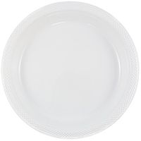JAM PAPER Round Plastic Party Plates - Medium - 9 inch - White - 200/Box