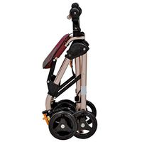 4 Wheels Portable Walking Aids Foldable, Drive Rollator Walker with Seat, Medical Rolling Walker Double Brake System, Used for Seniors Walking,Brown