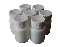 50PCS White Plastic Empty Refillable Solid Medicine Pill Tablet Bottle Case Capsule Holder Container Vials Box for Chemical Powder Sample Liquid Storage (50ml/1.7oz)