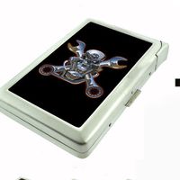 Metal Cigarette Case with Built In Lighter Skull Design-009