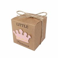 iMagitek 50 Pcs Baby Shower Favor Boxes + 50 Pcs Twine Bow for Little Princess, Candy Box Gift Bag for Baby Shower, Baby Girls Birthday Party
