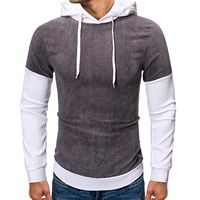 Men Sweatshirt Autumn Patchwork Long Sleeve Sweatshirts Hoodies Casual Sport Pullover Tops Coat Gray