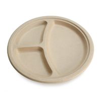 Earth's Natural Alternative Eco-Friendly, Natural Compostable Plant Fiber 10" 3-Compartment Plate, Natural, 20 Count