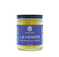 Solstice Naturals Lavender 100% Pure Beeswax Aromatherapy Candle - Naturally Scented with Essential Oil, 9 oz - Improved Scent - Handmade - No Soy Wax, No Paraffin Wax, No Synthetic Scents, No Fillers