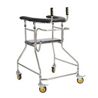 ZAIHW with Arm Padded Heavy Duty Folding Walker, Bariatric Walker Wheels for Seniors Wide Walker 360° Wheels with Durable Plastic Handles Rehabilitation Training Stand
