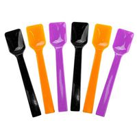 [100 Count] Halloween Ice Cream Spoons 4 Inch Mini Plastic Taster Spoons for Sampling Food - Shovel Ice Cream Spoons - Frozen Dessert Supplies