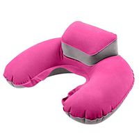 RZDJ Portable U-Shape Neck Support Pillow Cervical Collar Outdoor Travel Camping Neck Brace Inflatable Cushion Nap Savior Health Care (Color : Rose Red)