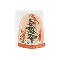 Santa's Merry Elves Snow Globe Die-Cut Flat Holiday Card Set by Rifle Paper Co. (GCX042) -- Set of 8 Cards and Envelopes