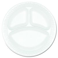 Dart 9CPWCR Concorde Foam Plate, 3-Comp, 9" Dia, White, Pack of 125 (Case of 4)