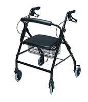 Lumex Walkabout Wide Rollator with Seat - Wide 15.5" Seat with 350 lb. Weight Capacity - Black, RJ4318K