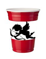 4 Pack of Vinyl Decal Stickers for Disposable Cups/Silhouette Cupid Arrow Cherub Black White Printed Design