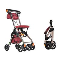 Walking Aids 4 Wheels Portable Foldable, Drive Walking Aids with Seat, Medical RollatorWalker Double Brake System, Used for Seniors Walking,Red