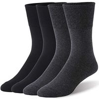 Forcool Womens Diabetic Socks, Non Bind Comfortable Extra Wide Loose Top Soft Socks with Seamless Toe, 4 Pairs Black/Dark Grey Large