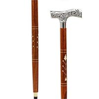 Premium Chromed Deluxe Walking Sticks | Rosewood Crafted Walking Cane with Solid Brass Chrome Decorative Bars | Walking Canes & Crutches | Nagina International (Deco Bar, 36 Inches)