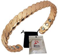 Twisted Copper Magnetic Bracelet for Men Women Arthritis Pain Relief w/ 6 Powerful Magnets and Free Pouch