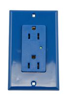 Leviton 5280-B 15-Amp, 125-Volt, Decora Plus Duplex Receptacle, Straight Blade, Industrial Grade, Self Grounding, Surge with Indicator Light, Blue