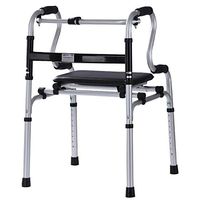 FLYSXP Folding Walker Adjustable Height Without Wheels with Soft Seat Elderly Walker Wheelchair