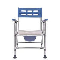 Simple and Convenient Blue Aluminum Alloy Commode Chair, Easy to Use,Store and Clean, Household Durable Portable Foldable Commode Chair