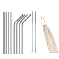 HYCOPROT Set of 8 Reusable Drinking Metal Stainless Steel Straws 8.5/10.5 Inch for 20/30oz Tumblers with Brushes Carrying Case (silver,10.5 inch)