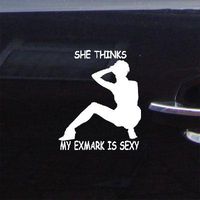 BIKE ADHESIVE VINYL DECAL HELMET CAR DIE CUT MACBOOK WINDOW LAPTOP DECOR SHE THINKS MY EXMARK IS SEXY HOME DECOR WHITE