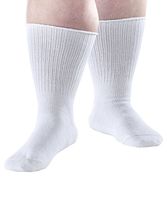Extra Wide Diabetic Socks - Swollen Feet Stretch Care Socks - Edema Socks - White LGE